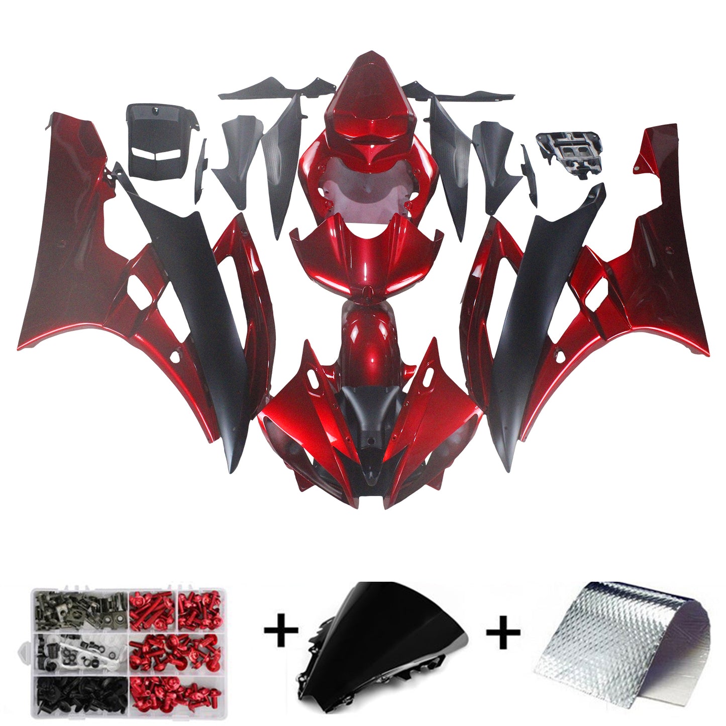 Amotopart 2006-2007 Yamaha YZF R6 Abkehre Rote Schwarzverkleidung Kit