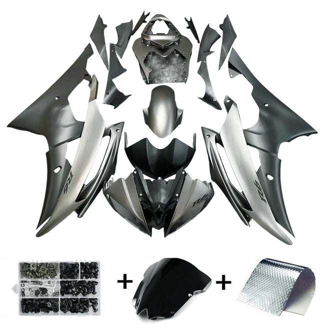 AMOTOPART-Verziehung Injektion Plastikkörper Kit für Yamaha YZF-R6 2008-2016 Graues schwarzes Generikum