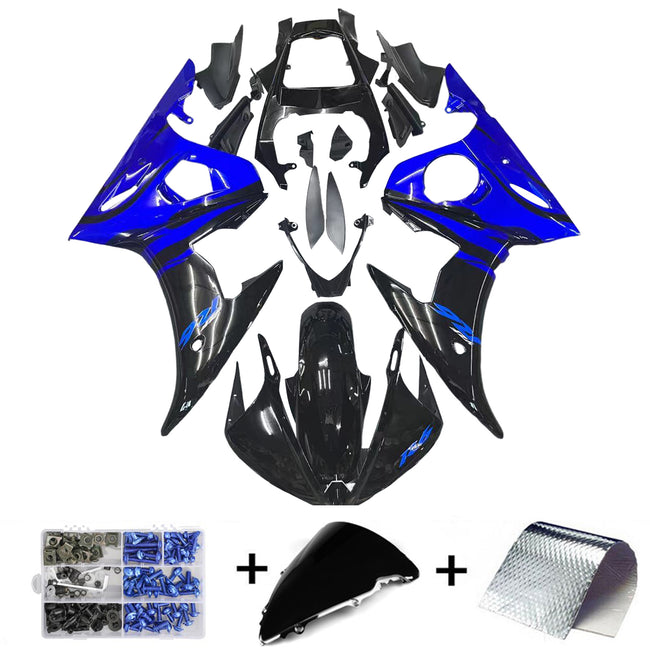 Amotopart 2003 2004 Yamaha YZF R6 Verkleidungsverkleidung Blue Black Kit