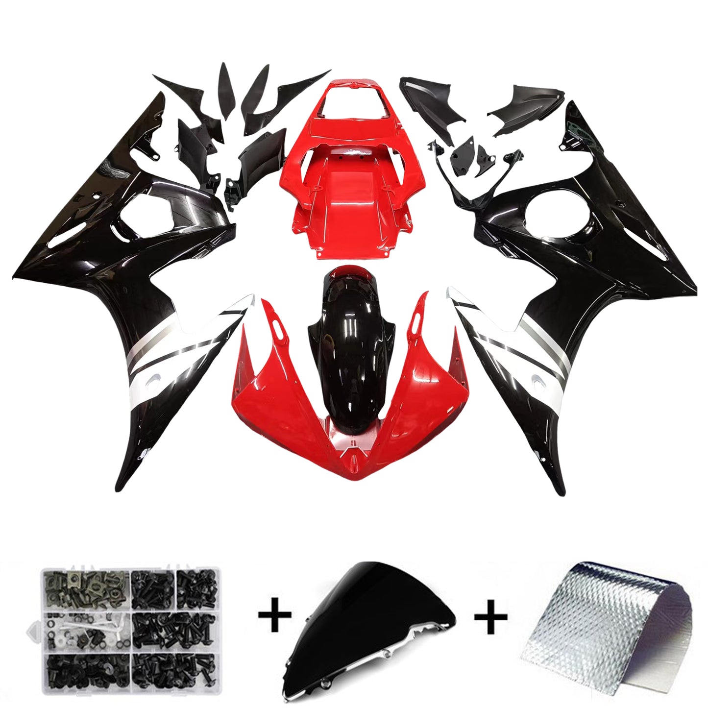 AMOTOPART -Verziehung Injektion Plastik Kit Passform für Yamaha 2003 2004 YZF R6 Red White Generic