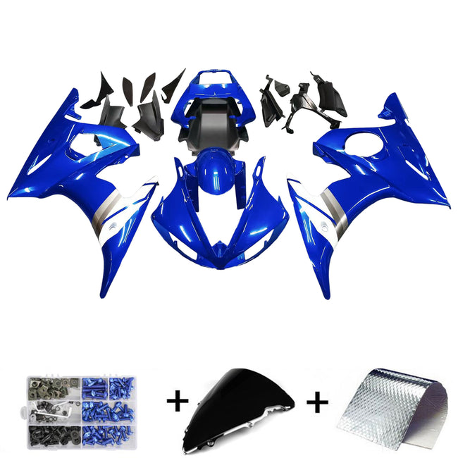 AMOTOPART-Verkleidungsinjektion Kunststoff Kit mit Bolzen für Yamaha 2005 YZF-R6 Blau weiß generik