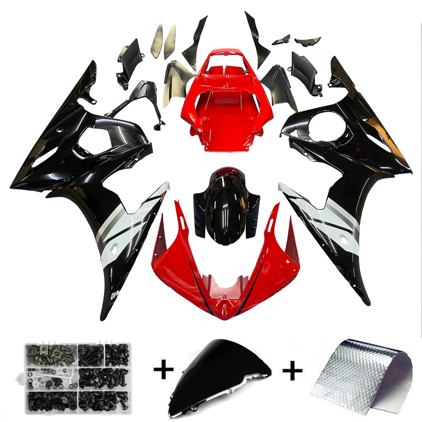 Amotopart 2005 Yamaha YZF R6 Verkleidung Red White Kit