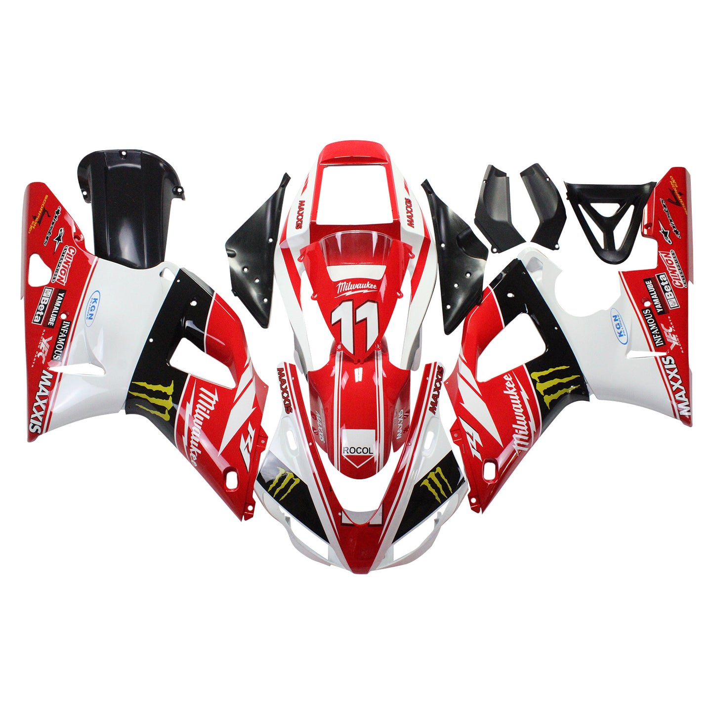 Amotopart Yamaha 1998-1999 YZF 1000 R1 Rot mit Klauenverkleidungskit