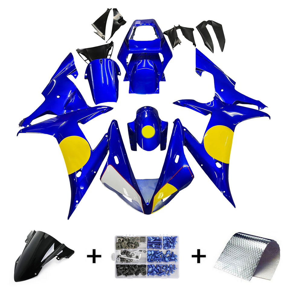 Amotopart Yamaha 2002-2003 YZF 1000 R1 Blue mit Red Bullverrückungskit