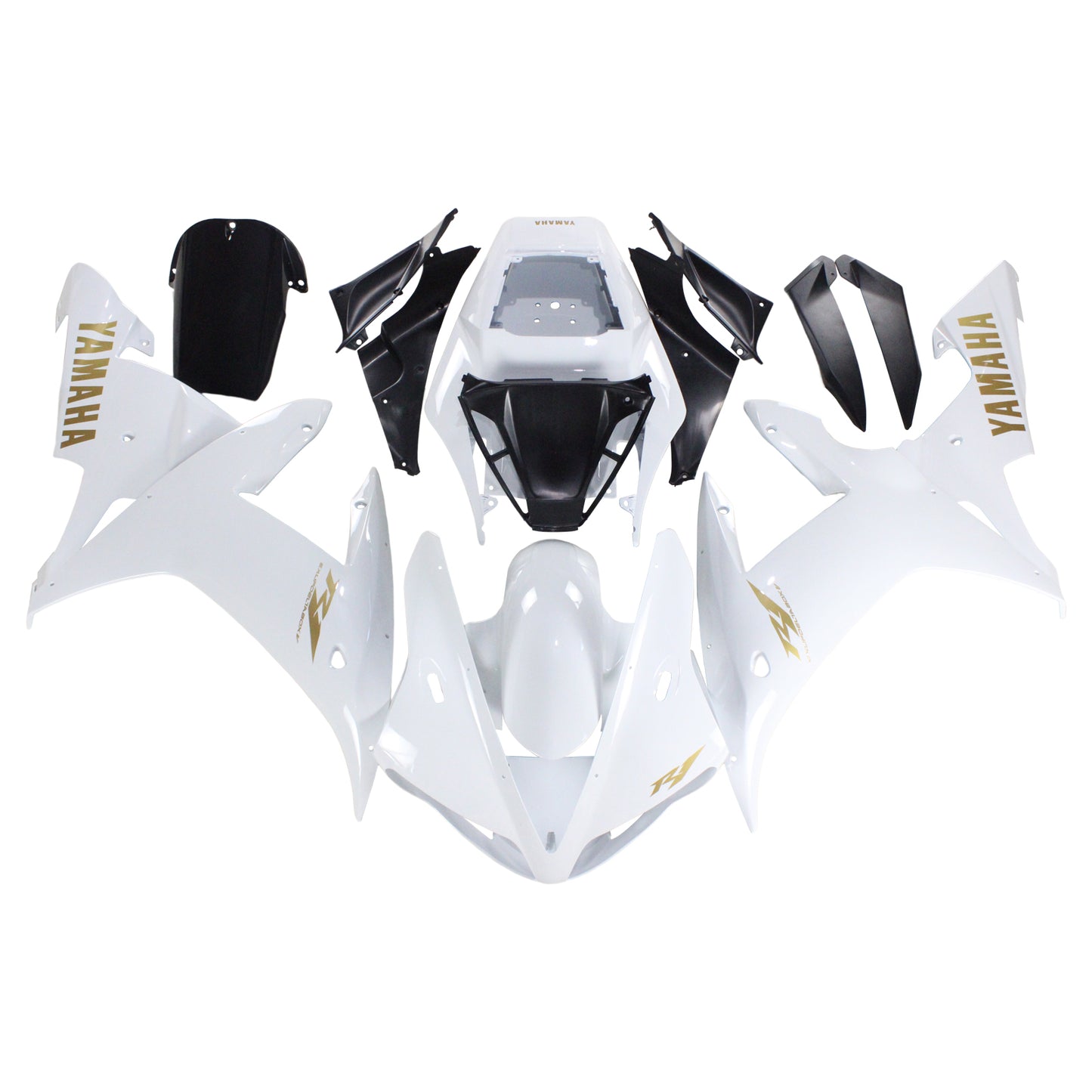 Amotopart Yamaha 2002-2003 YZF 1000 R1 White Golden Logo Abzugskit