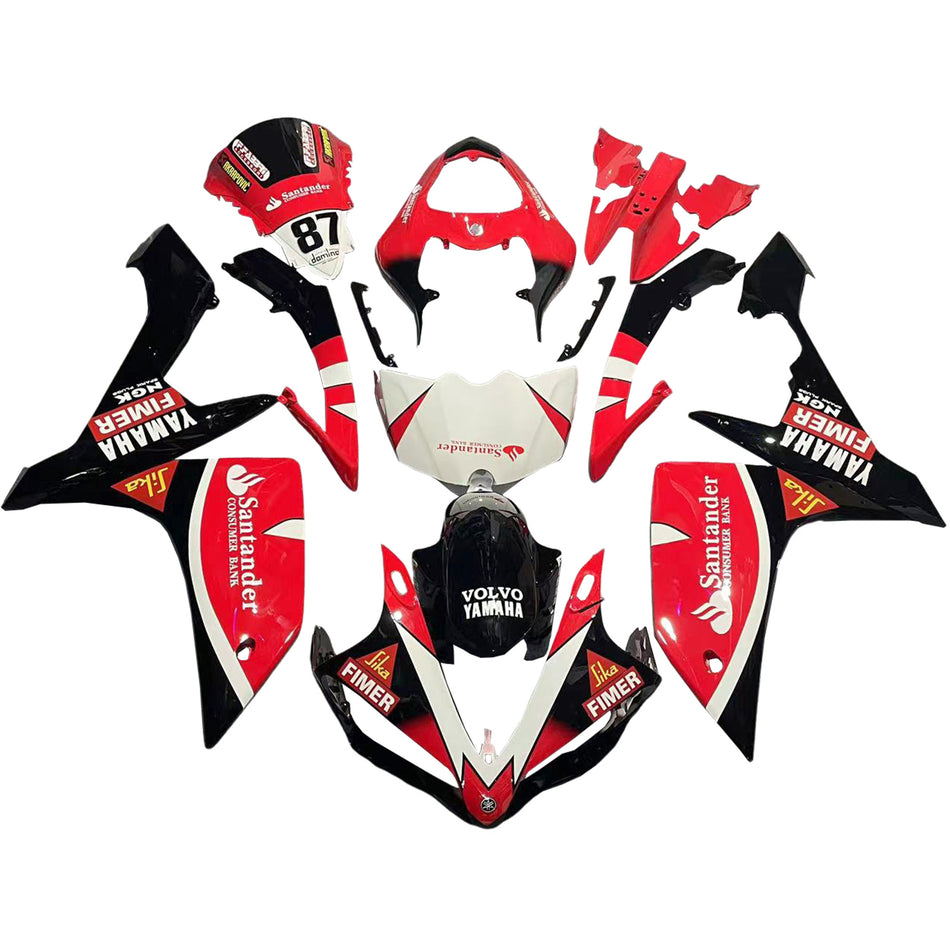 Amotopart Yamaha 2007-2008 YZF 1000 R1 Kit de carénage rouge noir