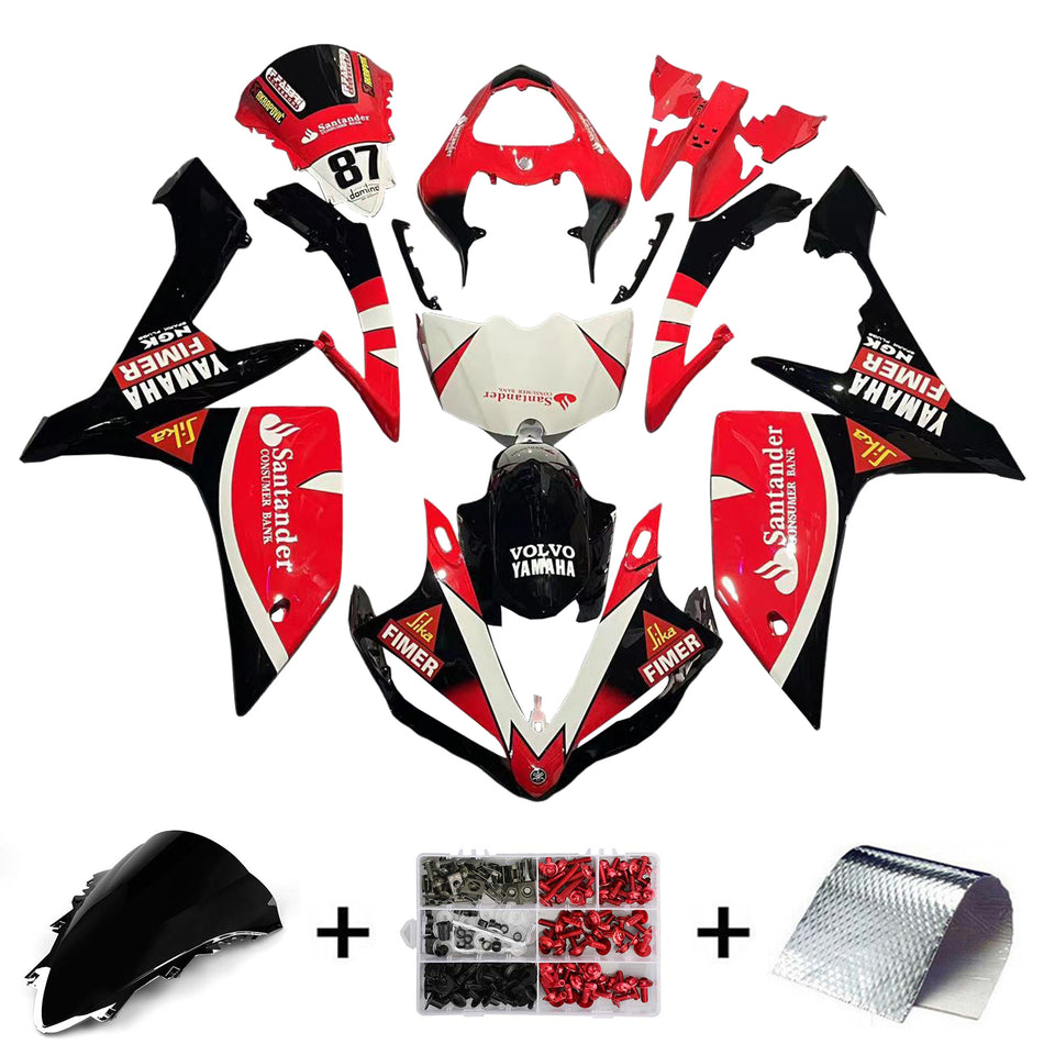 Amotopart Yamaha 2007-2008 YZF 1000 R1 Kit de carénage rouge noir