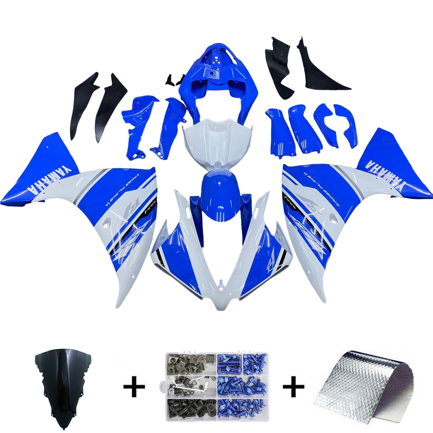 Amotopart 2012-2014 Yamaha R1 Verkleidung Blue & White Color Kit