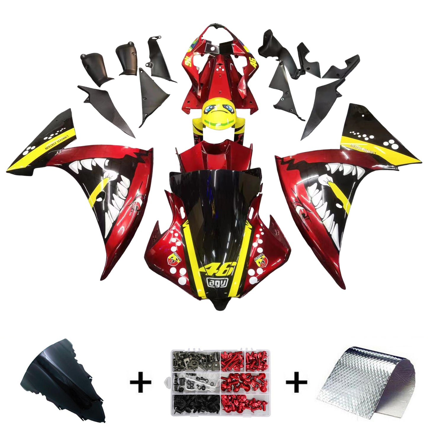 Amotopart Yamaha 2012-2014 YZF 1000 R1 Red Yellowverreichte Kit