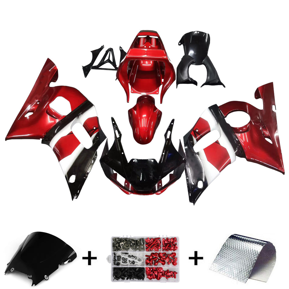 Amotopart Yamaha 1998-2002 YZF 600 R6 rot mit schwarzer wei?er Verkleidung Kit