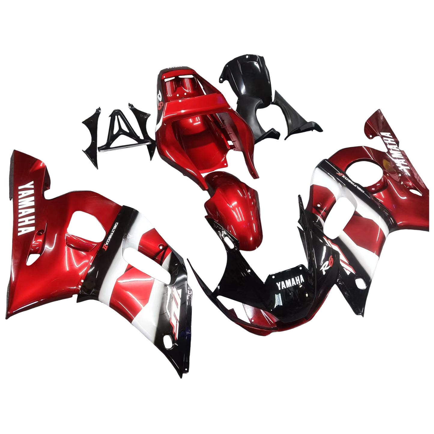 Amotopart Yamaha 1998-2002 YZF 600 R6 rot mit schwarzer wei?er Verkleidung Kit