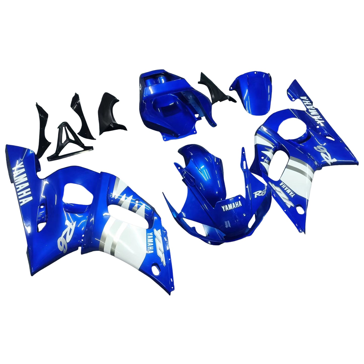 Amotopart Yamaha 1998-2002 YZF 600 R6 Blue Mix White Fairing Kit