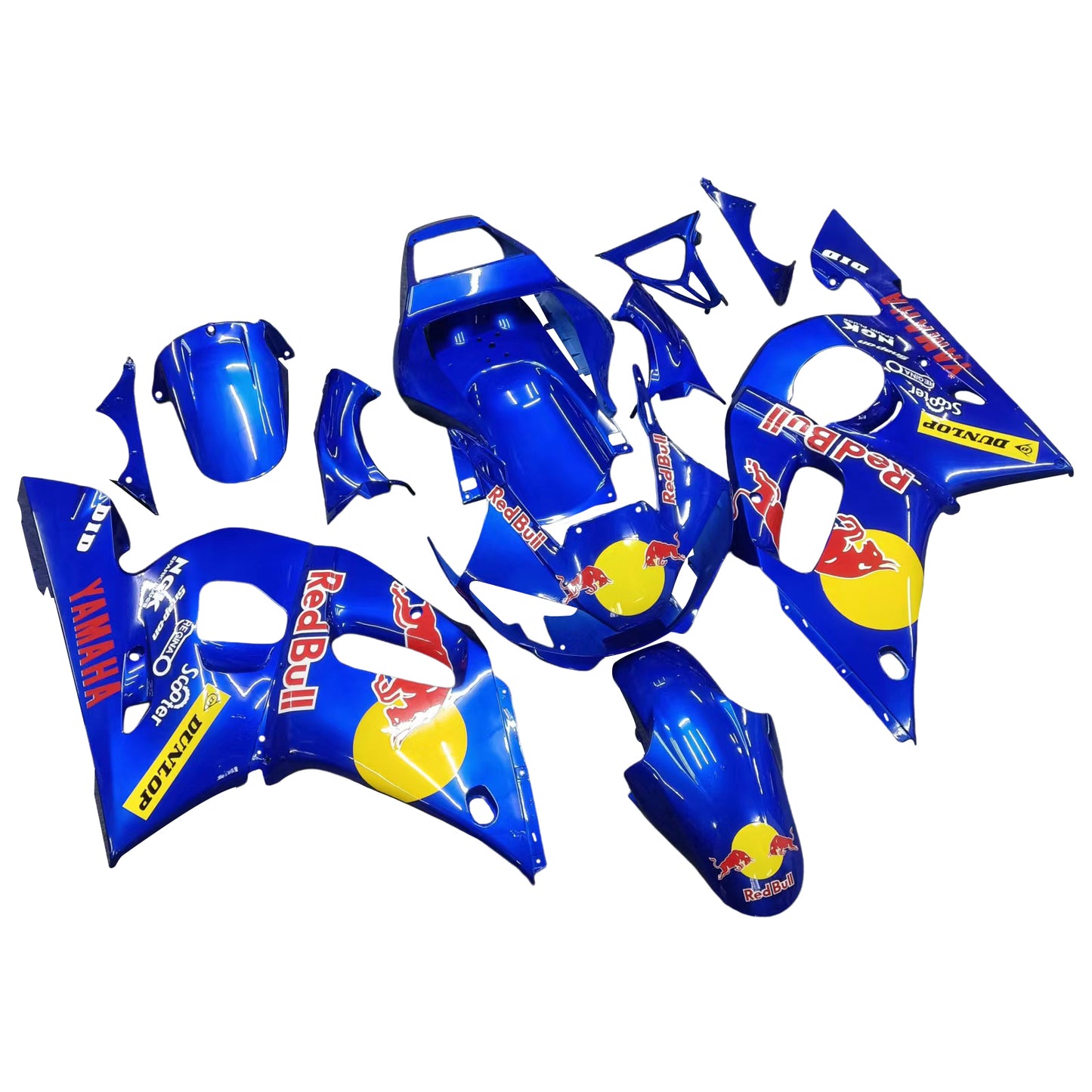 Amotopart Yamaha 1998-2002 YZF 600 R6 Blau mit Red Bullverrückungskit