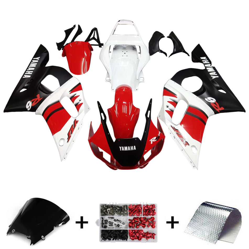 Amotopart Yamaha 1998-2002 YZF 600 R6 Kit de carénage Rouge Noir Blanc