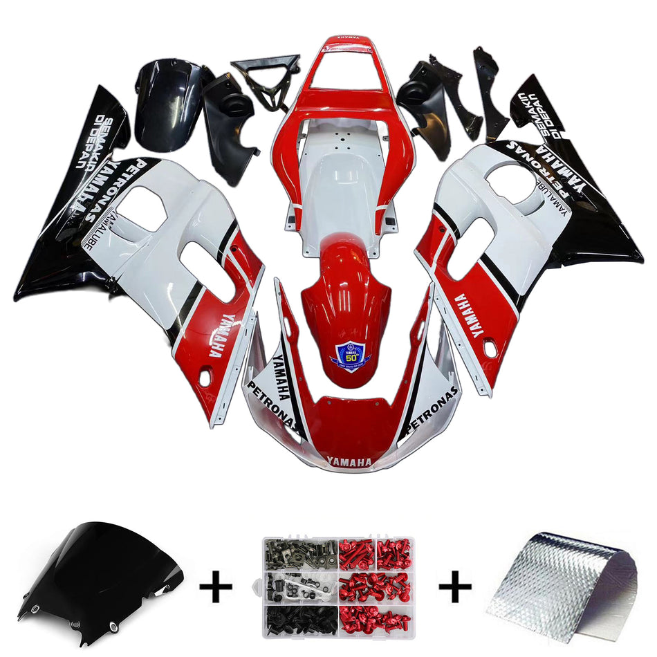 Amotopart Yamaha 1998-2002 YZF 600 R6 Blanc Noir Rouge Craignant Kit