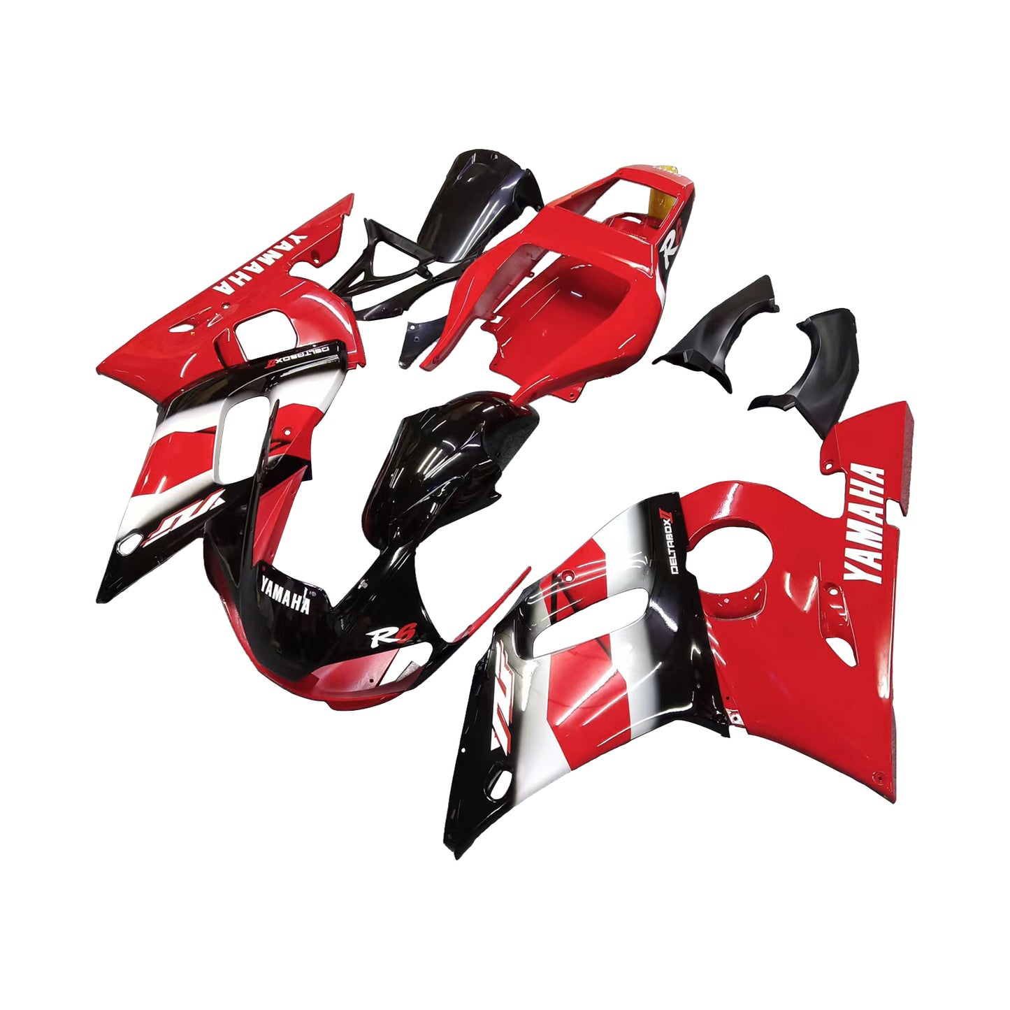 Amotopart Yamaha 1998-2002 YZF 600 R6 Rote Schwarzverkleidung Kit