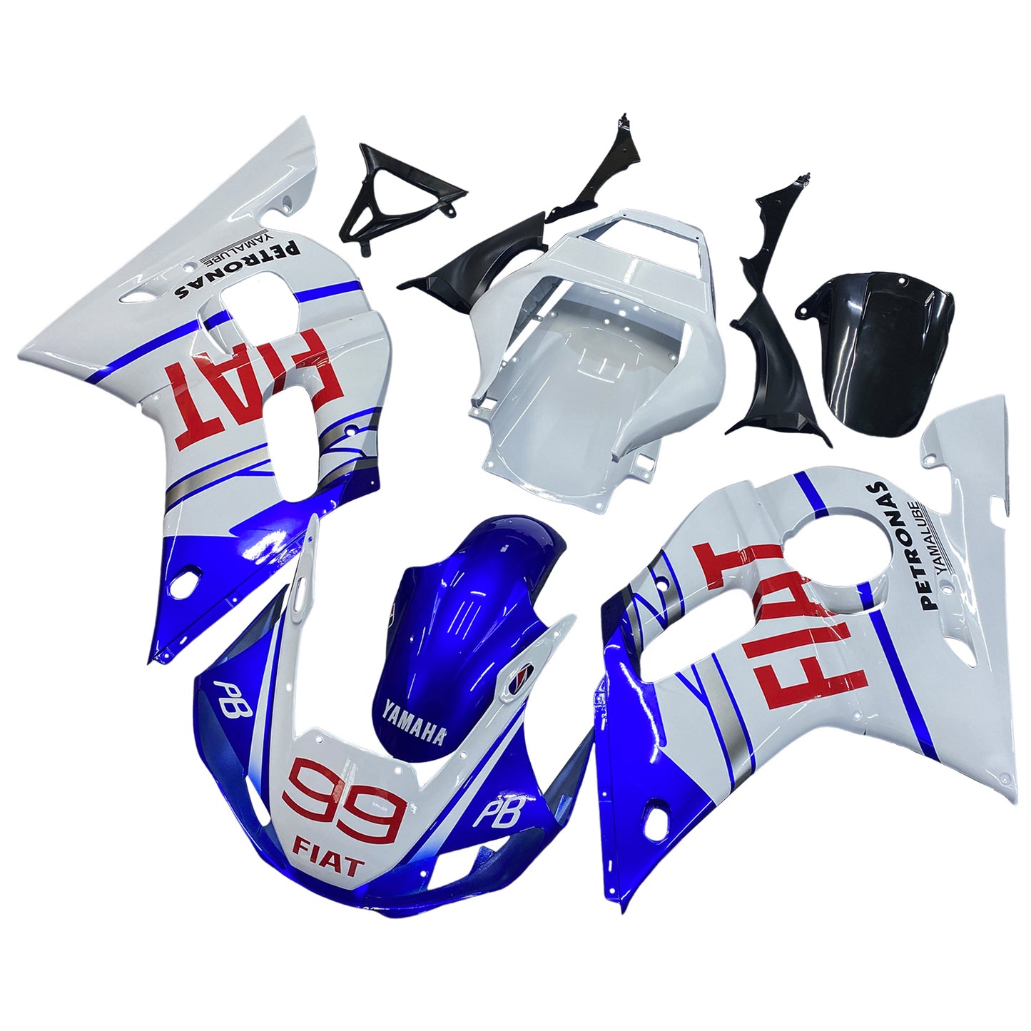 Amotopart Yamaha 1998-2002 YZF 600 R6 Blue Mix White Fairing Kit