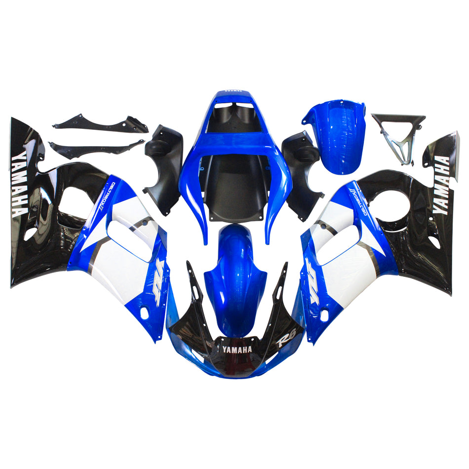 Amotopart Yamaha 1998-2002 YZF 600 R6 Black Mix Blue Fearing Kit