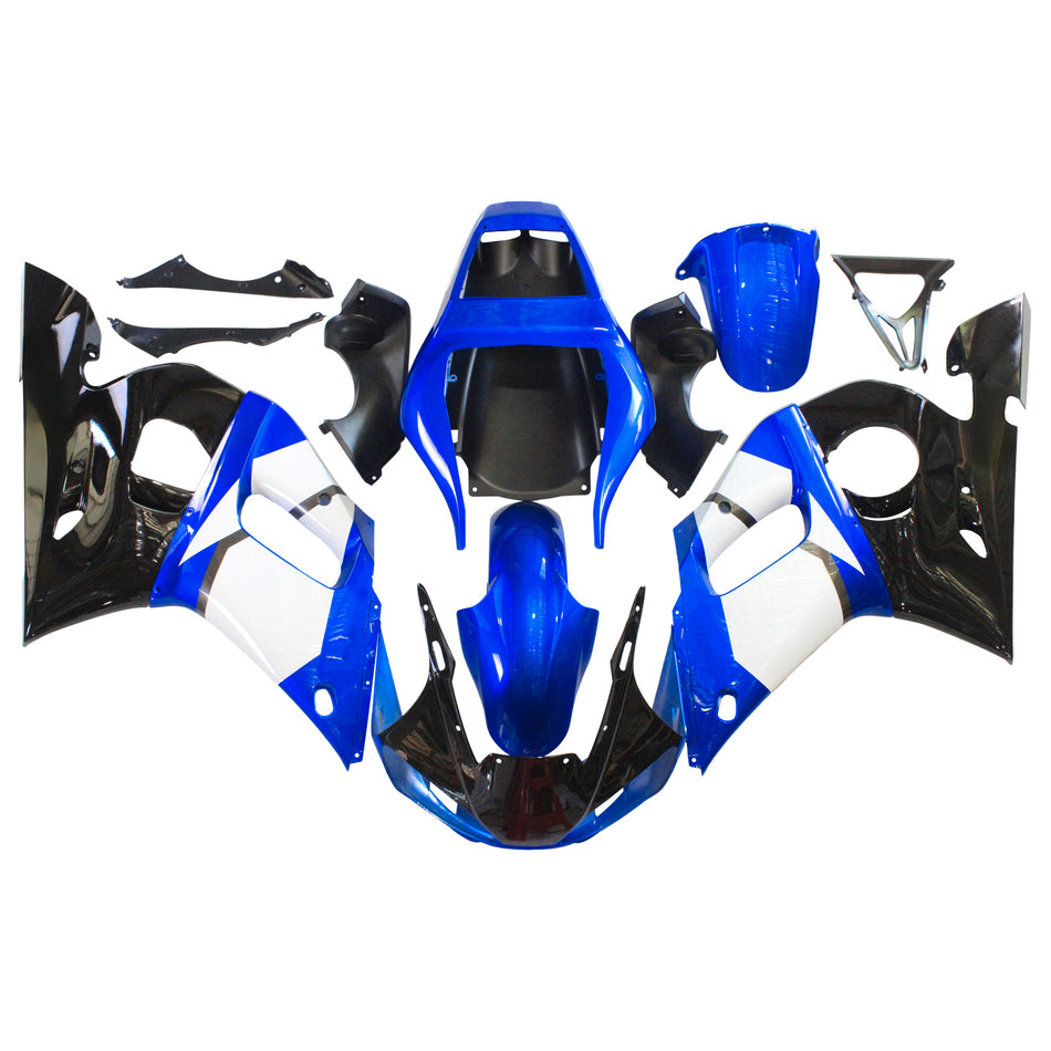 Amotopart Yamaha 1998-2002 YZF 600 R6 Black Mix Blue Fearing Kit