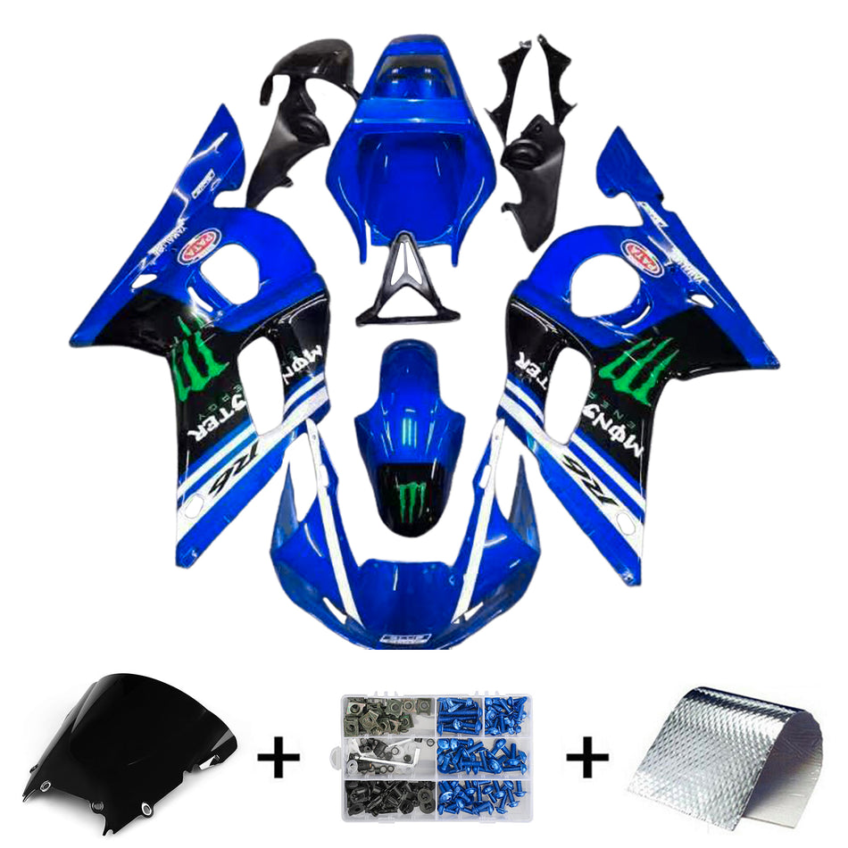 Amotopart Yamaha 1998-2002 YZF 600 R6 Kit carénage griffe noir bleu