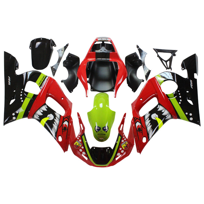 Amotopart Yamaha 1998-2002 YZF 600 R6 Red Green Cartoon Verkleidungskit