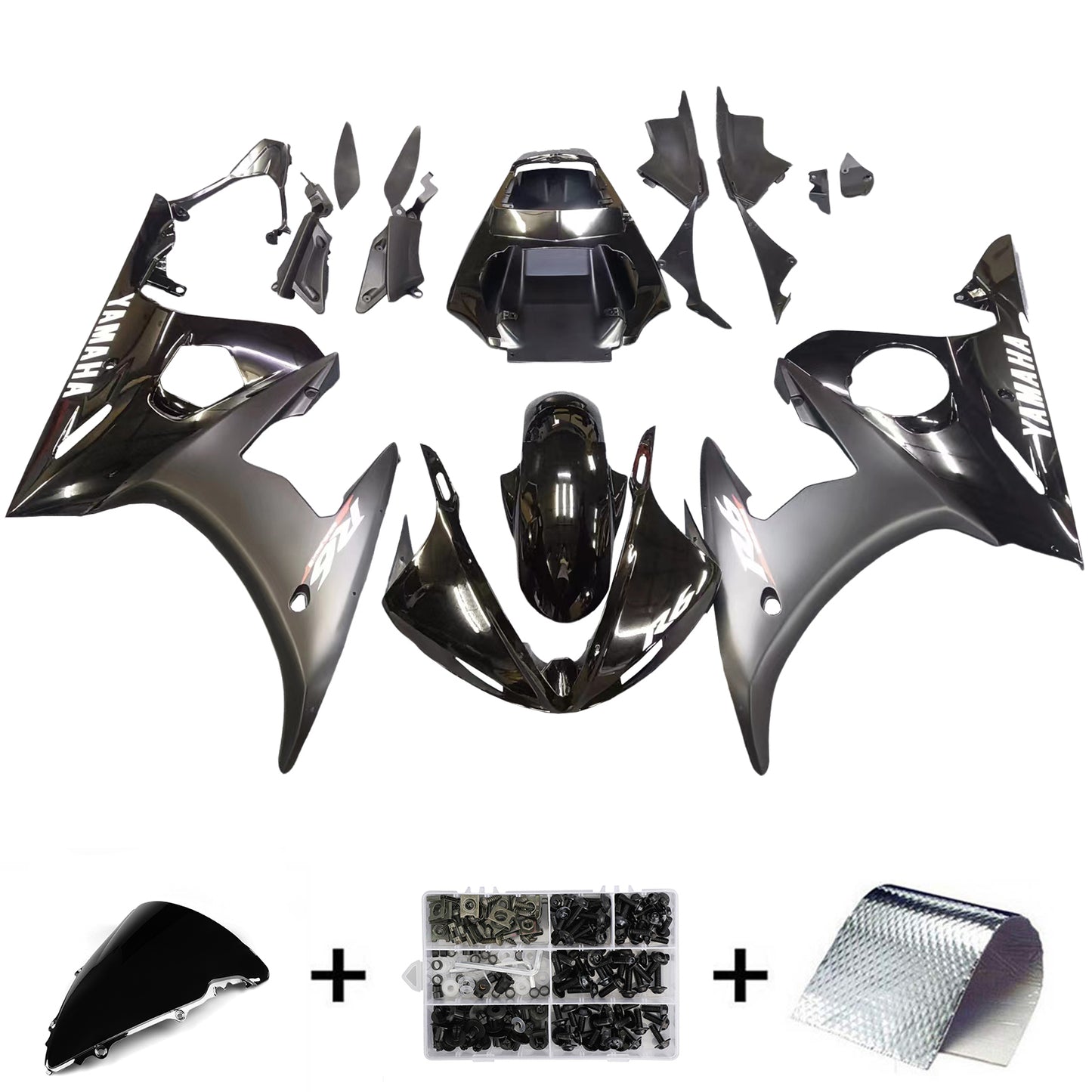 Amotopart 2003-2004 Yamaha R6 & 2006-2009 YZF R6S Verkleidung Matt Black Kit