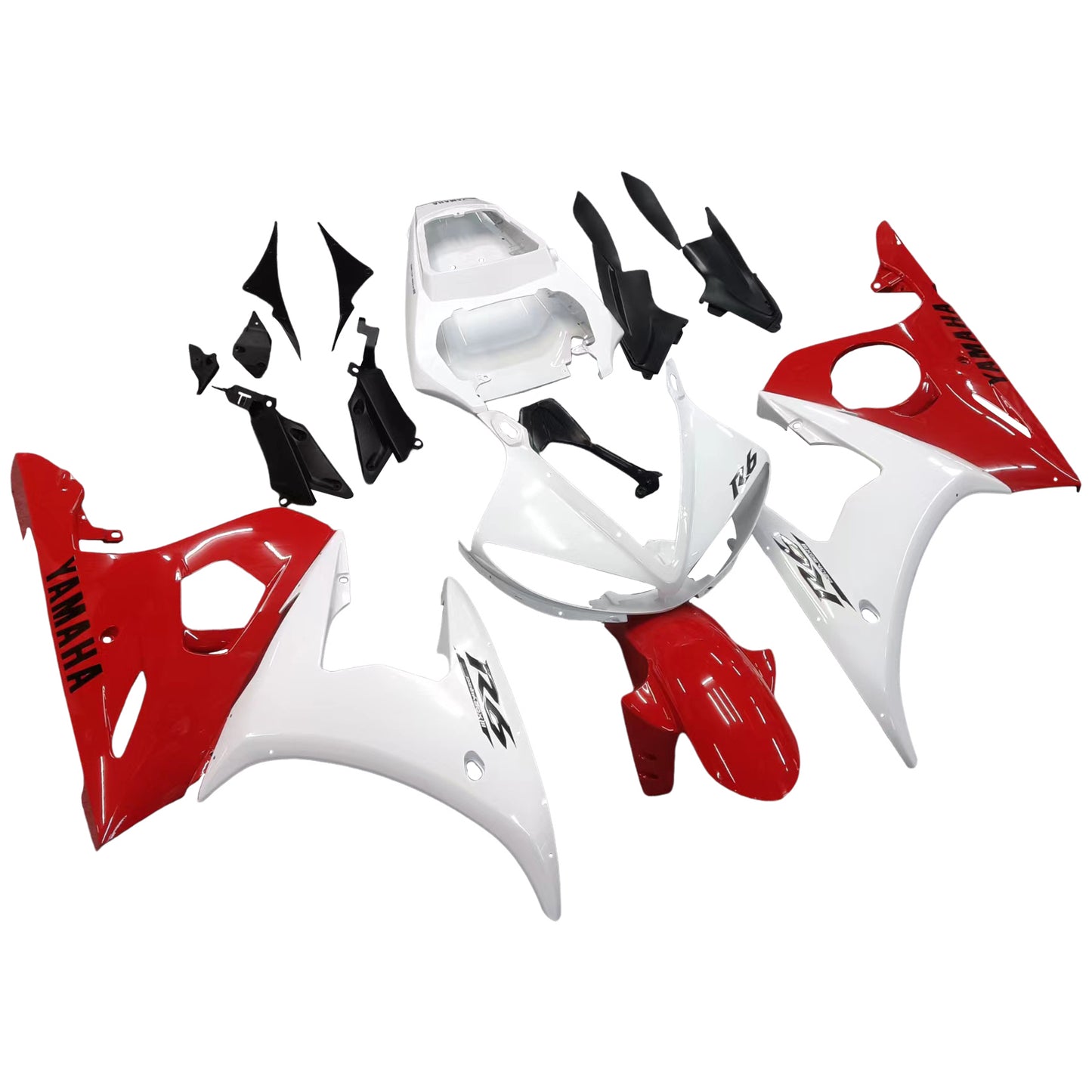 Amotopart 2003-2004 Yamaha R6 & 2006-2009 YZF R6S Verkleidung Red Mix White Kit