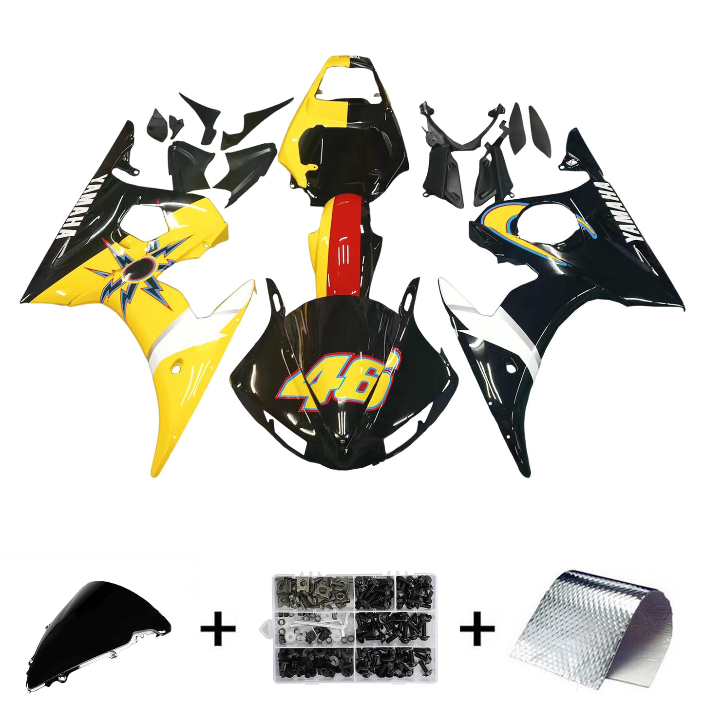 Amotopart 2003-2004 Yamaha R6 & 2006-2009 YZF R6S Verkleidung Multi-Farbnummer 46 Kit