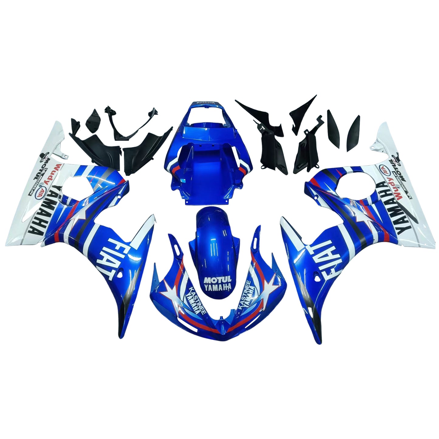 Amotopart 2003-2004 Yamaha R6 & 2006-2009 YZF R6S Verkleidung Multi Blue Kit