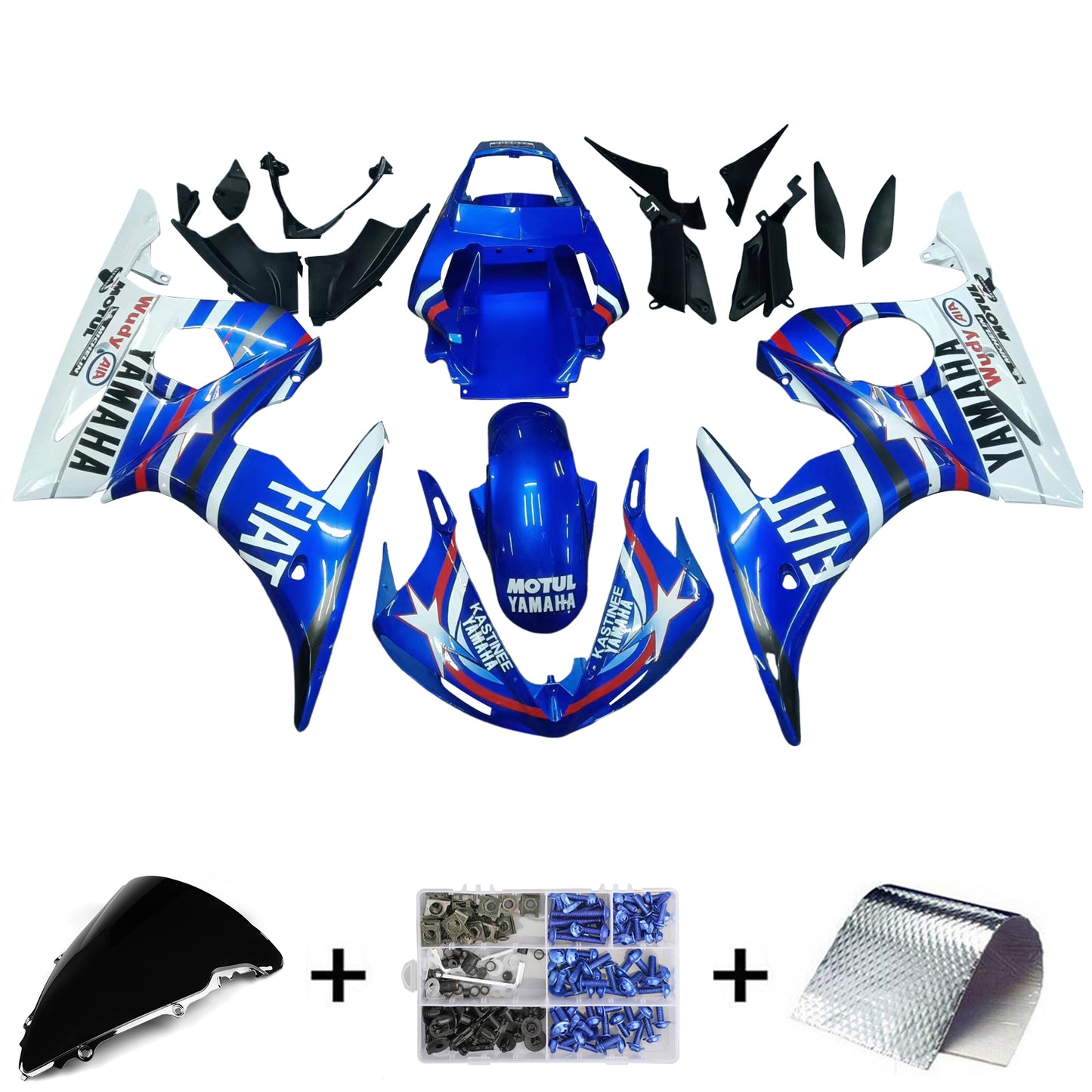 Amotopart 2003-2004 Yamaha R6 & 2006-2009 YZF R6S Verkleidung Multi Blue Kit