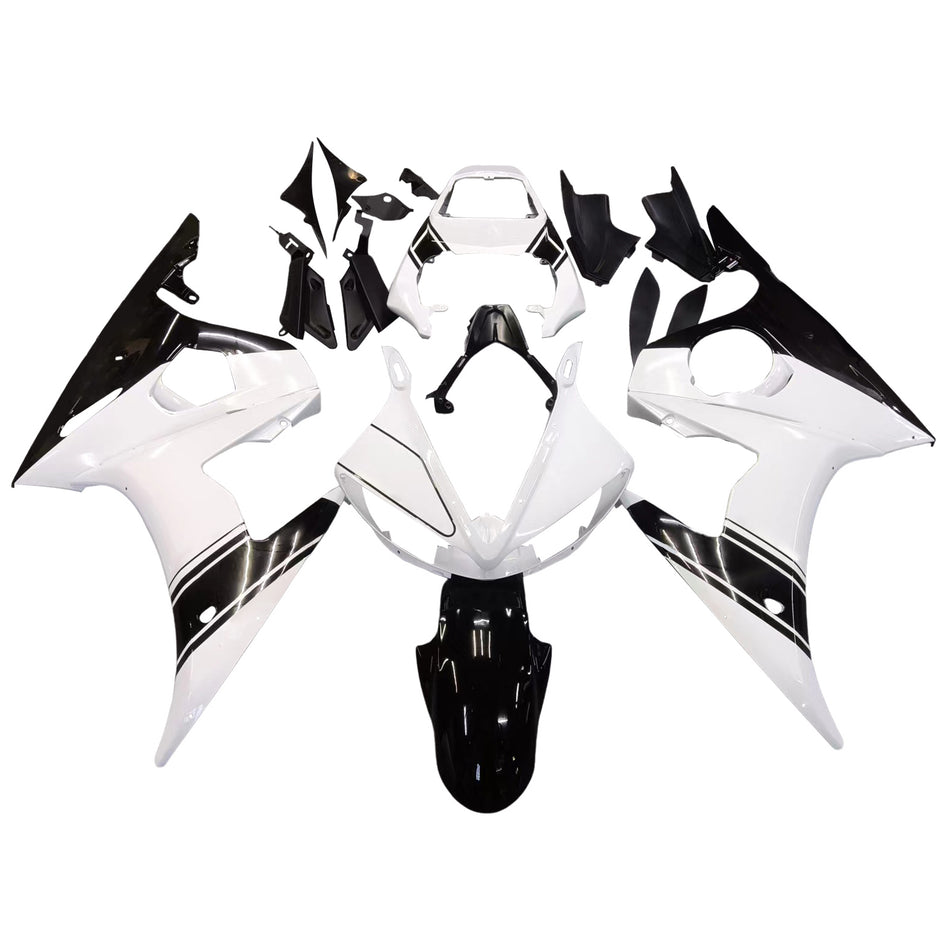 Amotopart 2003-2004 Yamaha R6 &amp; 2006-2009 YZF R6S Carénage Blanc et kit de couleur noire