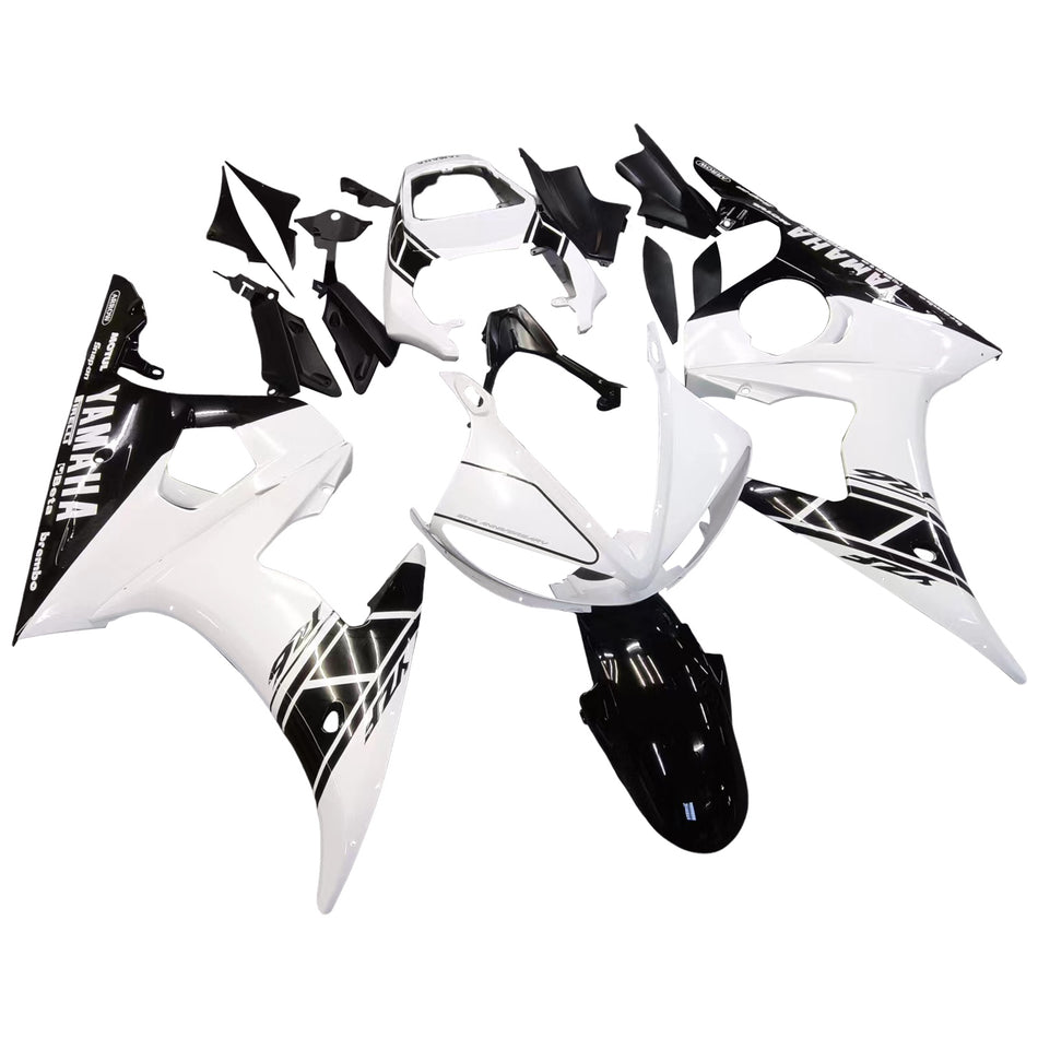 Amotopart 2003-2004 Yamaha R6 &amp; 2006-2009 YZF R6S Carénage Blanc et kit de couleur noire