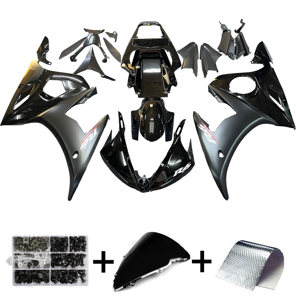 Amotopart 2003-2004 Yamaha YZF-R6 &amp; 2006-2009 YZF R6S Kit de carénage noir