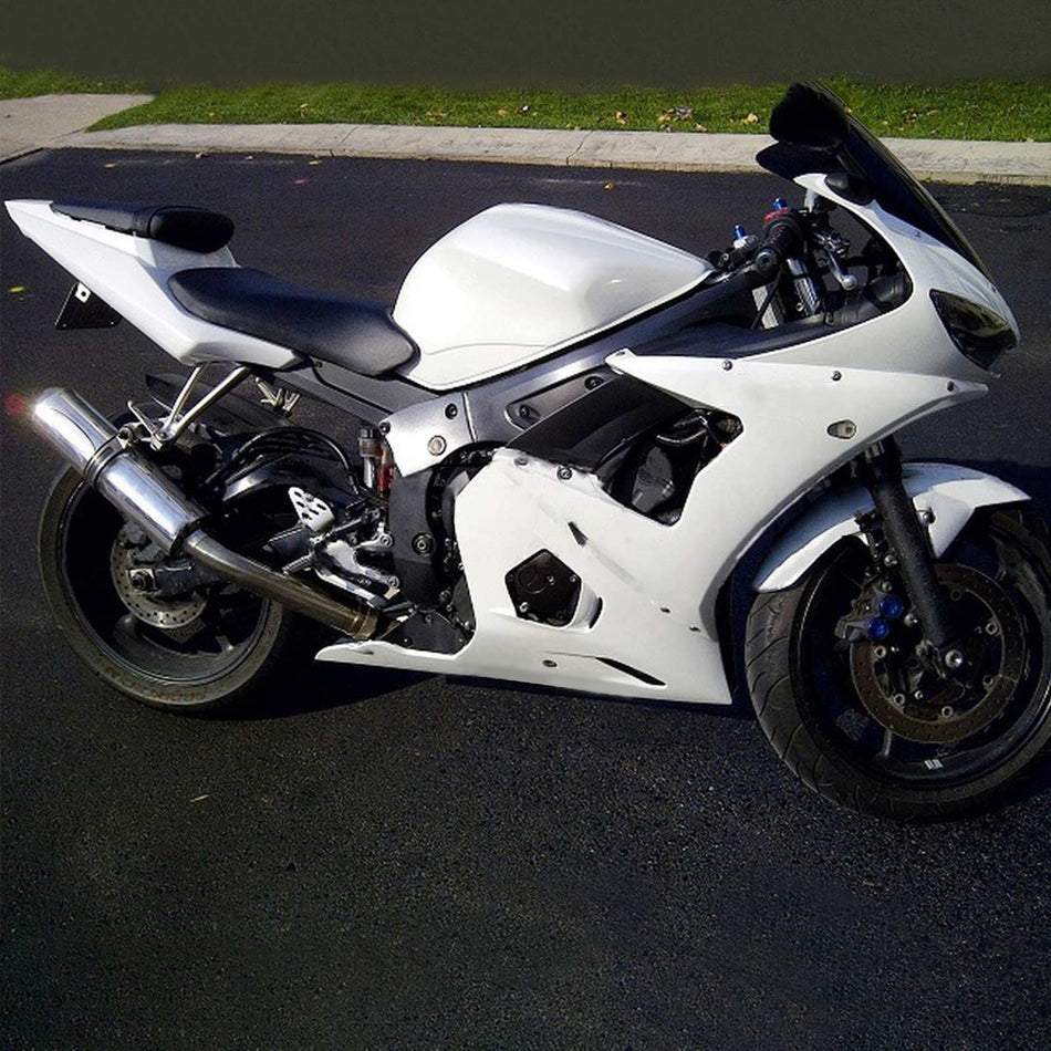Amotopart Yamaha 2003-2004 YZF 600 R6 & 2006-2009 YZF R6S White Fairing Kit