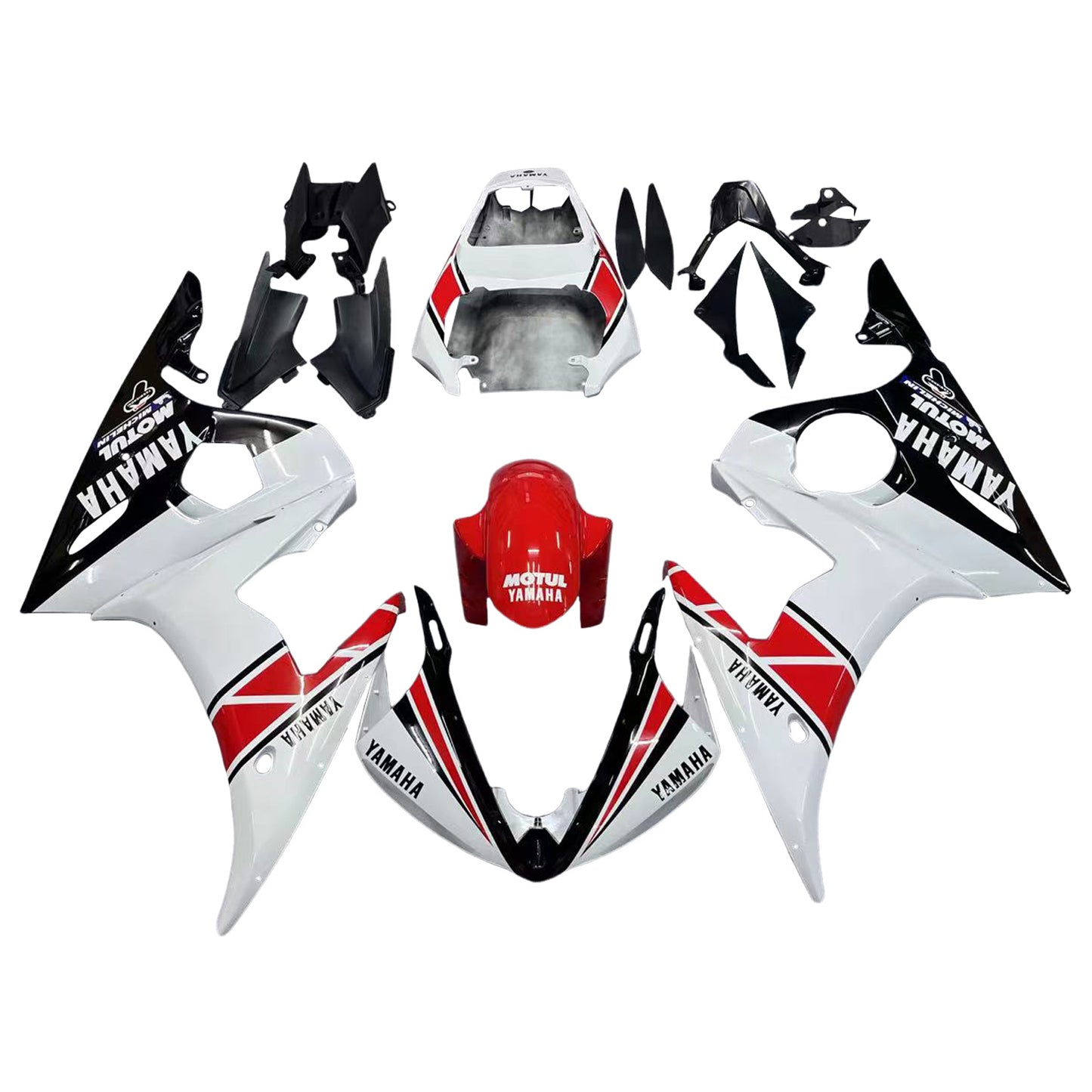 Amotopart Yamaha 2003-2004 YZF 600 R6 & 2006-2009 YZF R6S White Red Fearing Kit