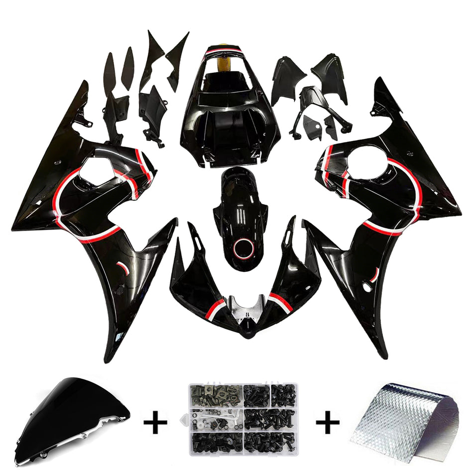 Amotopart Yamaha 2003-2004 YZF 600 R6 & 2006-2009 YZF R6S Schwarzverkleidungskit
