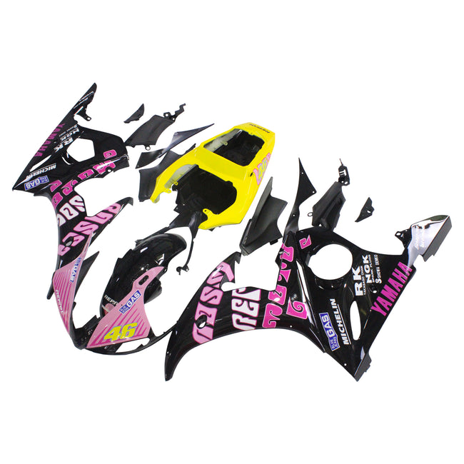 Amotopart Yamaha 2003-2004 YZF 600 R6 & 2006-2009 YZF R6S Black Pink Fairing Kit