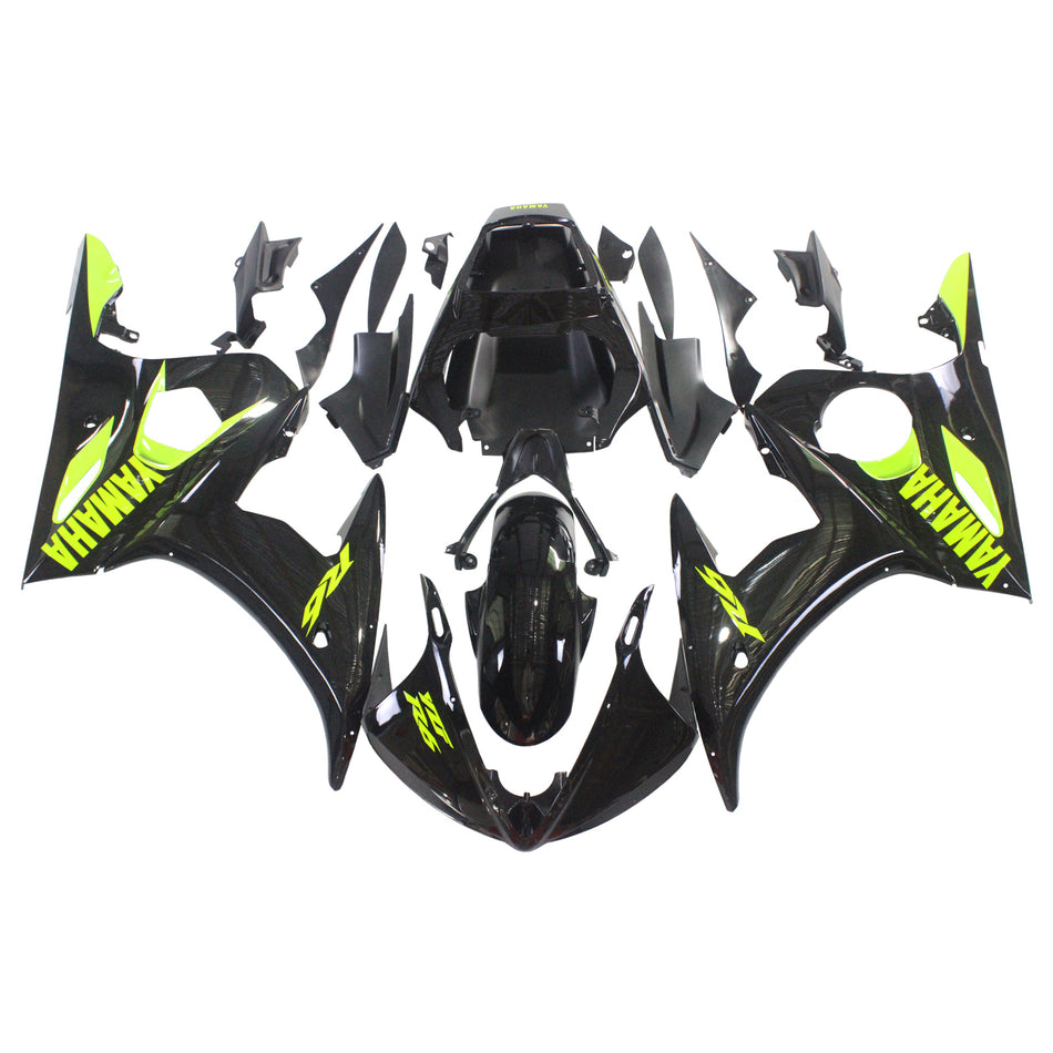 Amotopart Yamaha 2003-2004 YZF 600 R6 &amp; 2006-2009 YZF R6S Kit de carénage noir