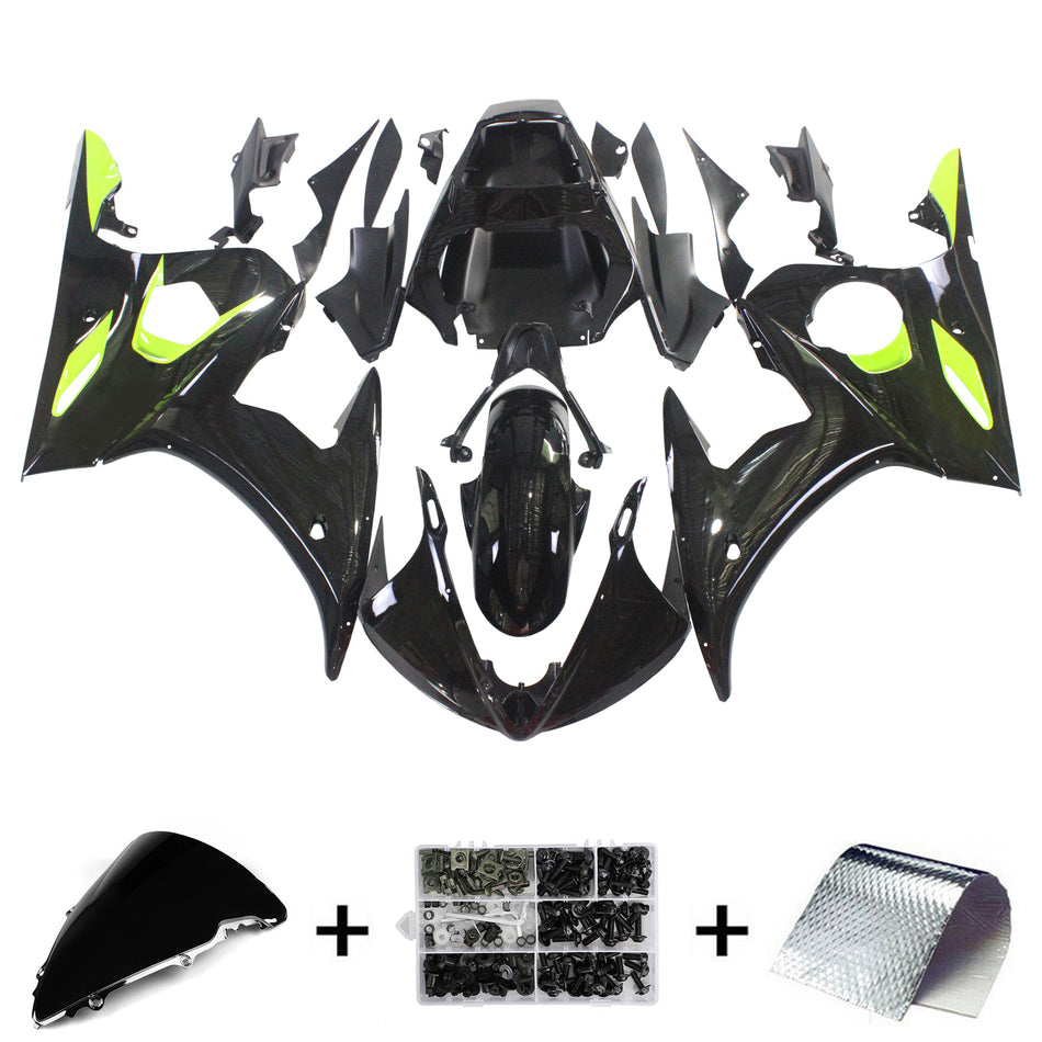 Amotopart Yamaha 2003-2004 YZF 600 R6 & 2006-2009 YZF R6S Schwarzverkleidungskit