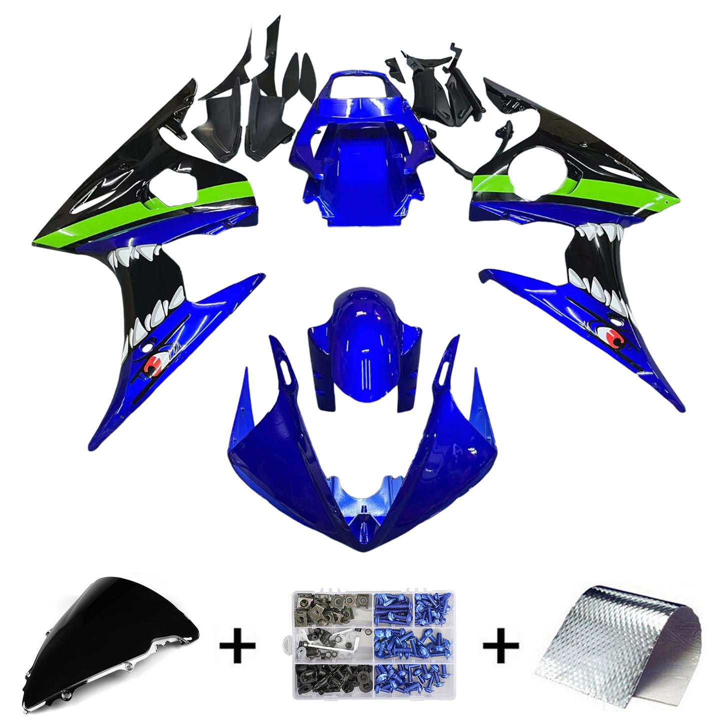 Amotopart Yamaha 2003-2004 YZF 600 R6 & 2006-2009 YZF R6S Blue Fairing Kit