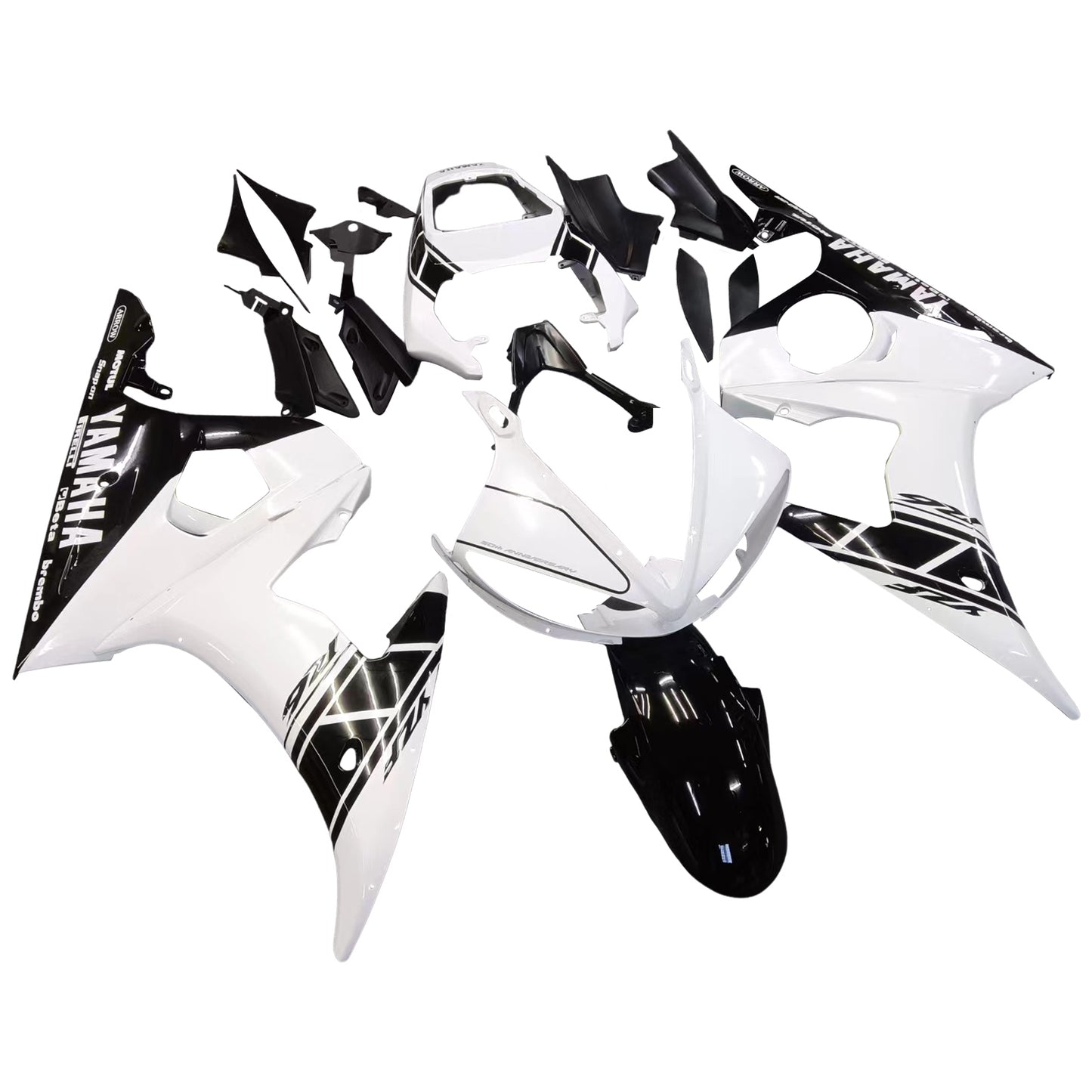 Amotopart 2005 Yamaha R6 Verkleidung White & Black Kit