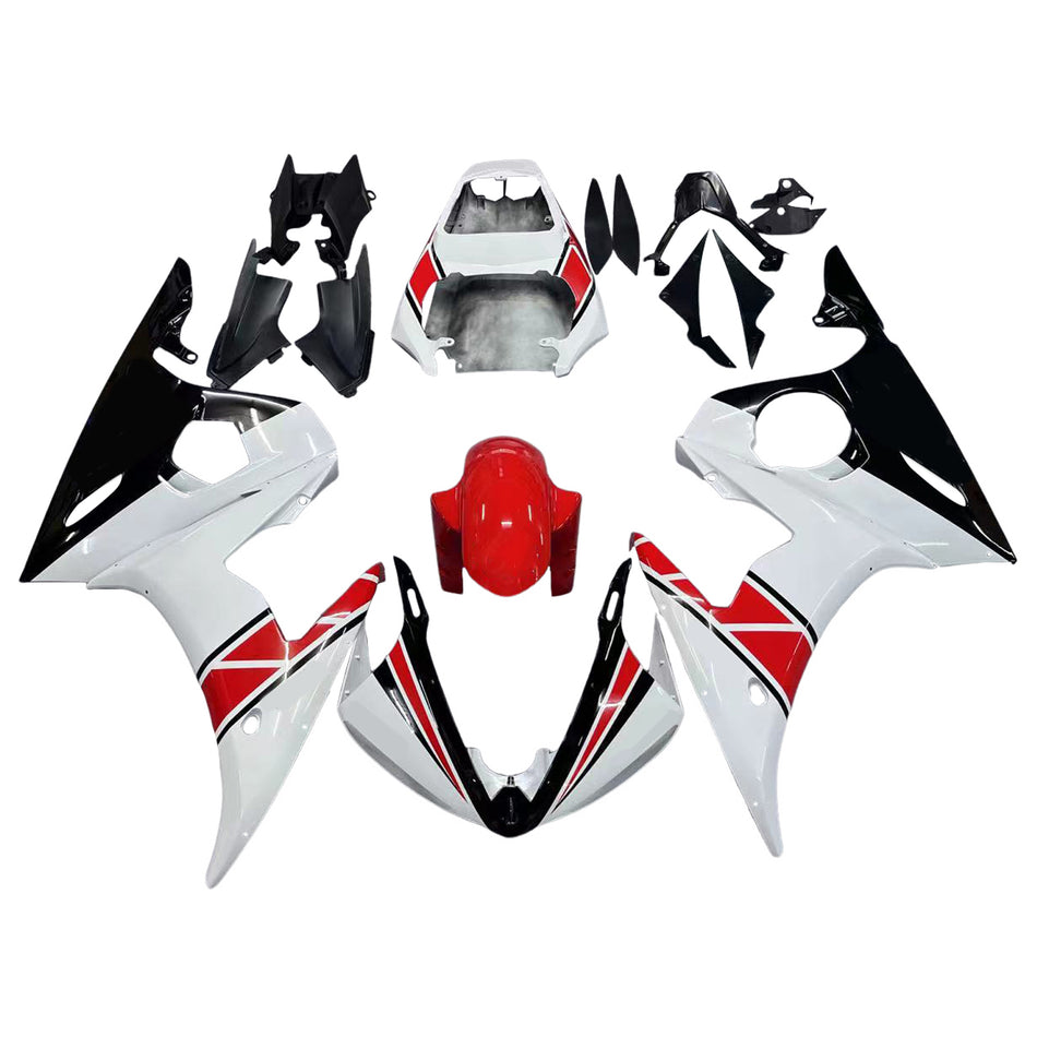 Amotopart Yamaha 2005 YZF 600 R6 White Black Fairing Kit