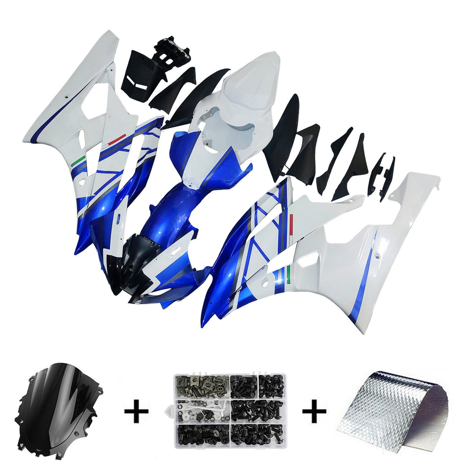 Amotopart Verkleidung Yamaha YZF-R6 2006-2007 Verkleidung wei? Blau Nr. 46 Fiat Abzugskit