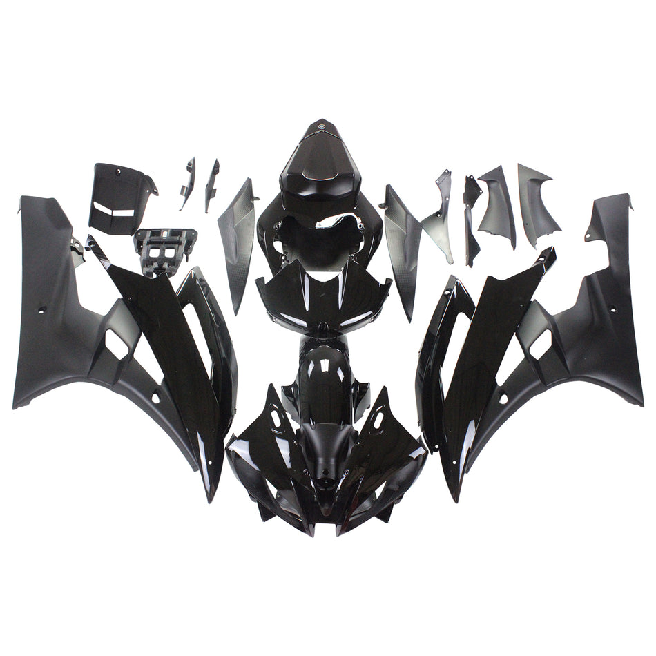 Amotopart-Verkleidungen Yamaha YZF-R6 2006-2007 Verkleidungskontrastschwarzverkleidungskit