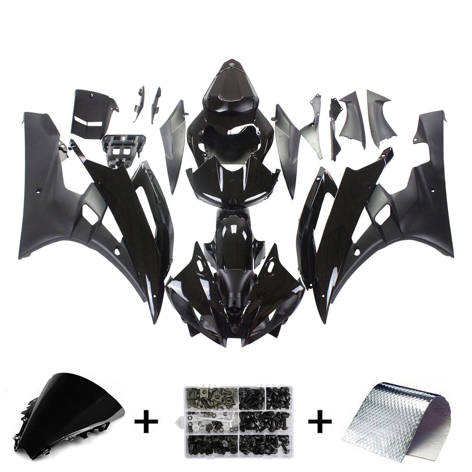 Amotopart-Verkleidungen Yamaha YZF-R6 2006-2007 Verkleidungskontrastschwarzverkleidungskit
