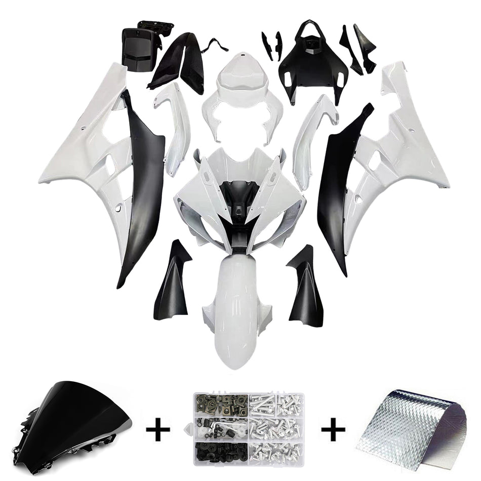 AMOTOPART FAKINGS YAMAHA YZF-R6 2006-2007 Verkleidungsverkleidung wei?e Schwarze Verkleidung Kit