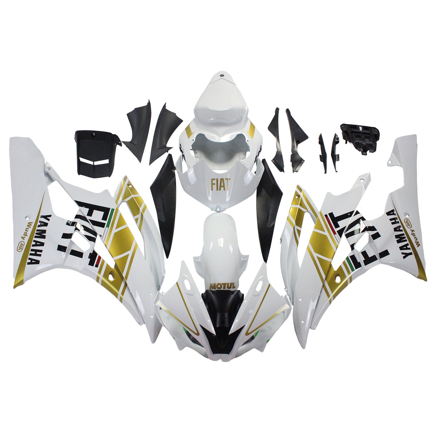 Amotopart Yamaha 2006-2007 YZF 600 R6 White Golden Fairing Kit