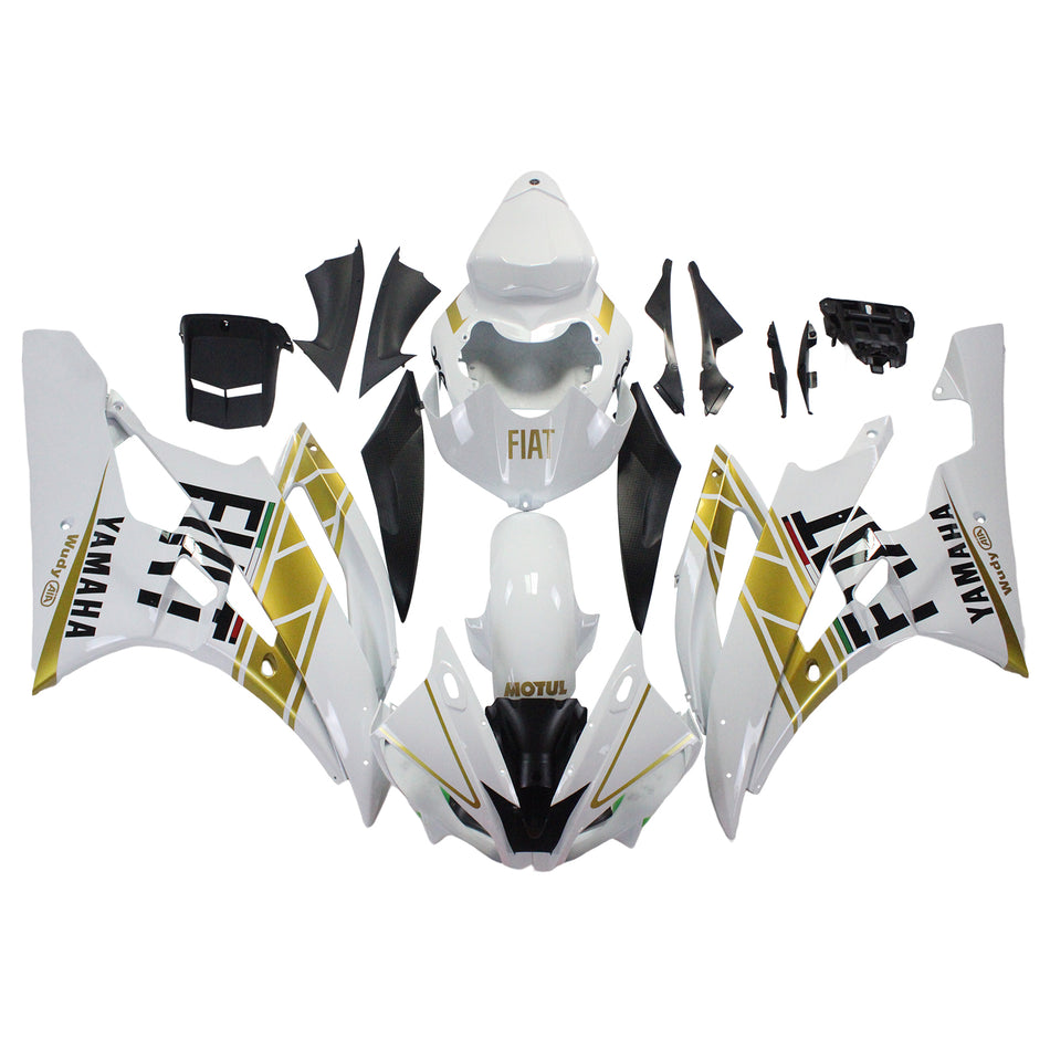 Amotopart Yamaha 2006-2007 YZF 600 R6 Kit de carénage blanc doré
