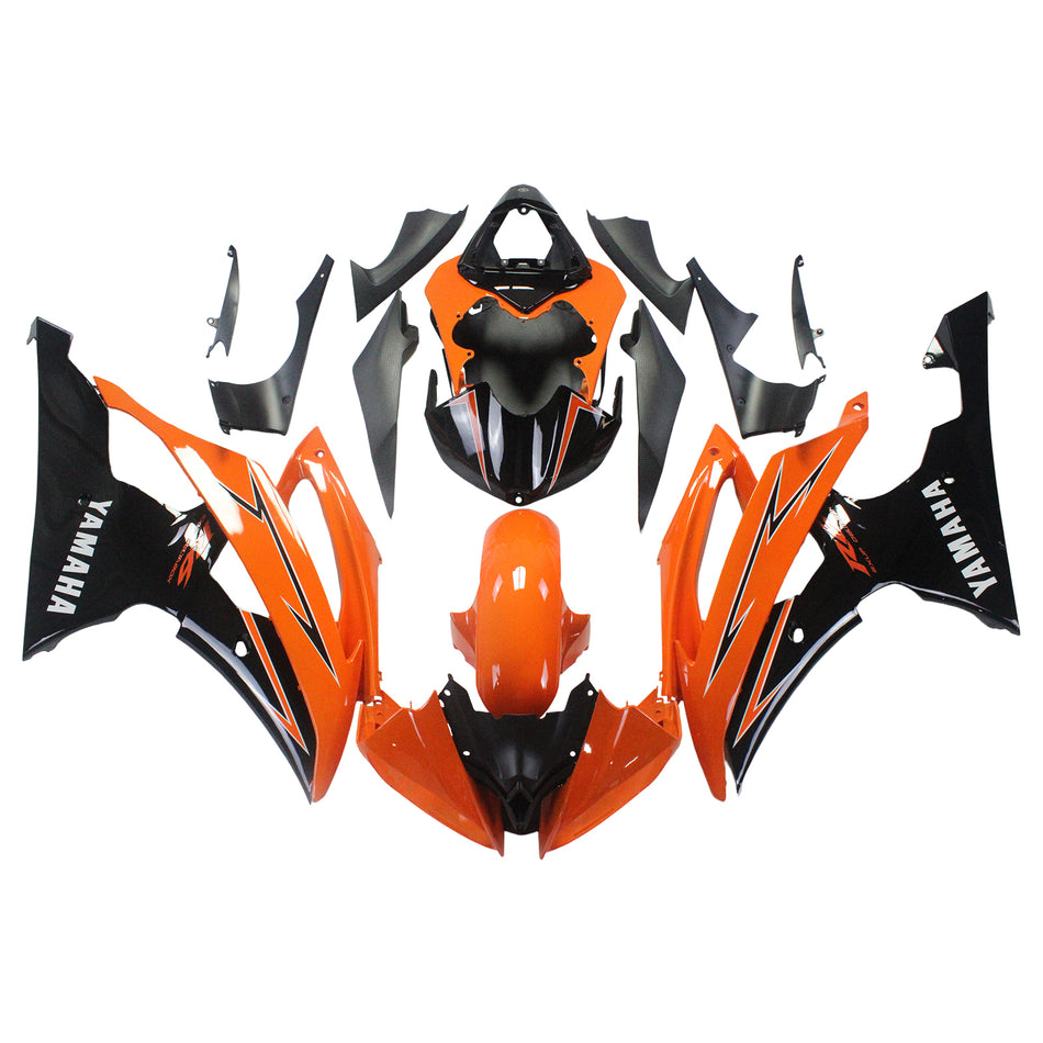 Amotopart Yamaha 2008-2016 YZF 600 R6 Orange Schwarzverkleidungskit