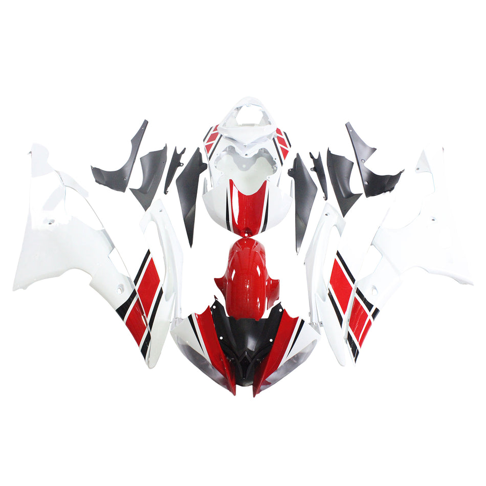 Amotopart Yamaha 2008-2016 YZF 600 R6 White Red Fearing Kit